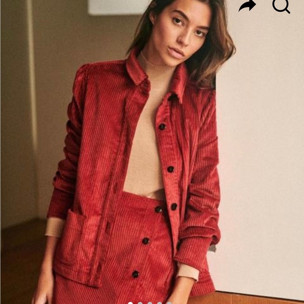 Sezane Emilie Jacket Burgundy Corduroy